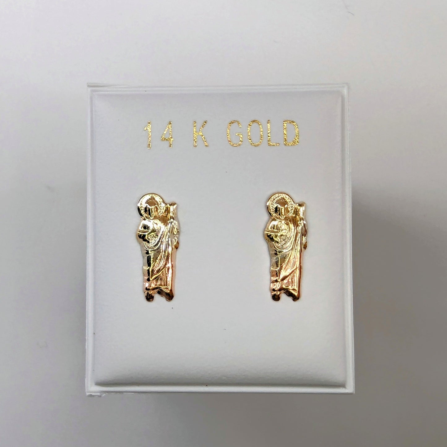 St. Jude Stud Earrings 3 Gold 14k San Judas