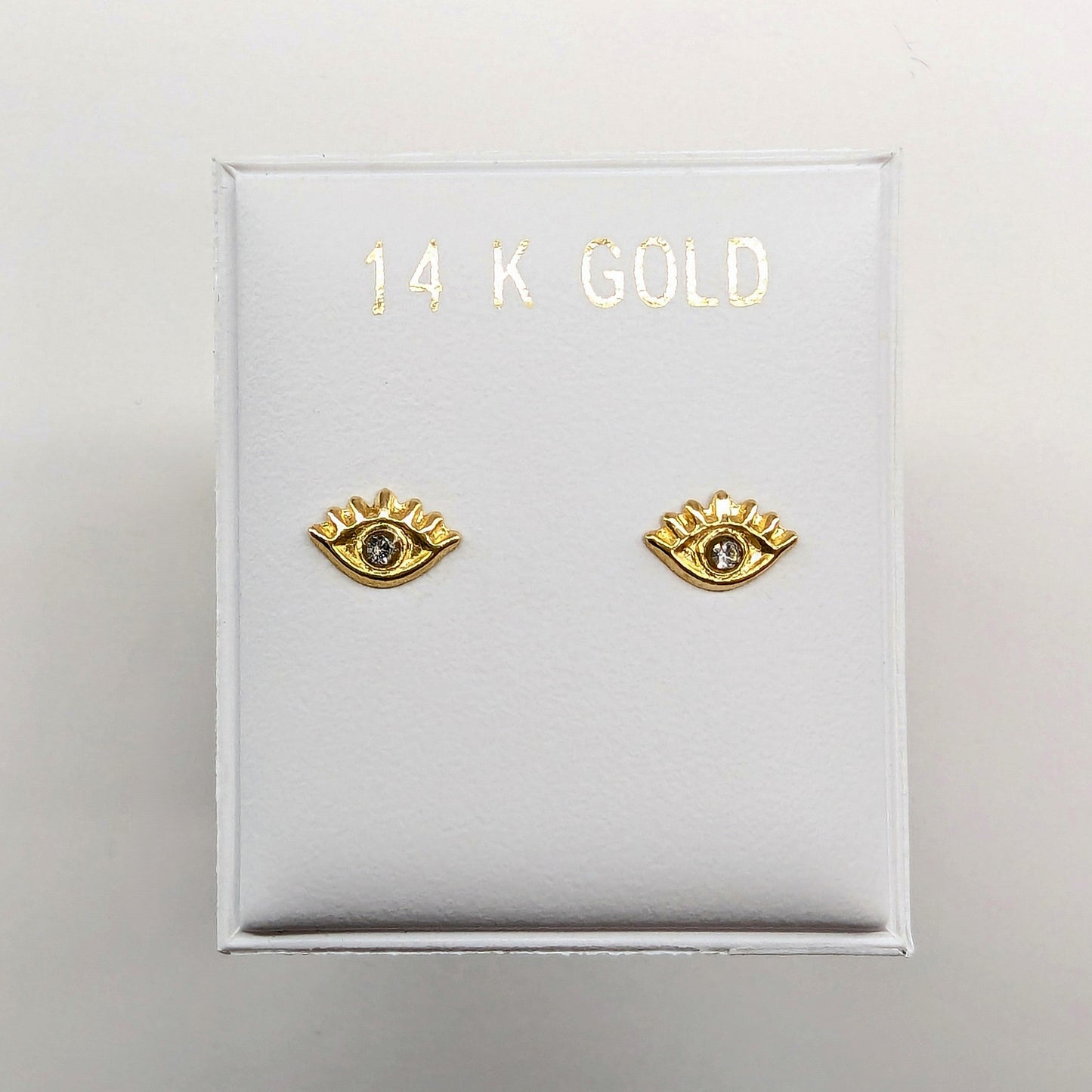 Evil Eye Stud Earrings 14k Yellow Gold