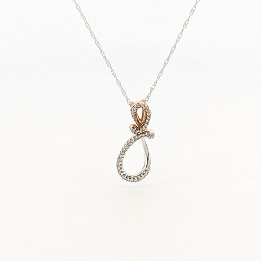 1/10 CTW Natural Diamond Knot Necklace 10k White and Rose Gold