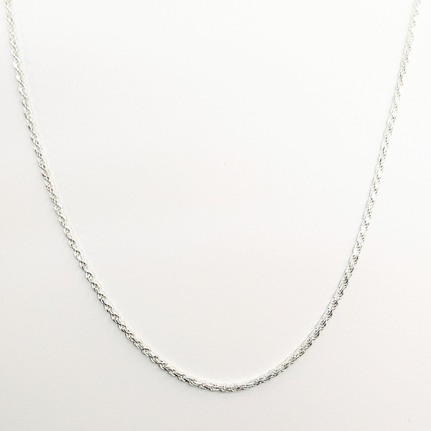 24 inch Diamond-Cut Rope Chain White Italy Sterling Silver 925