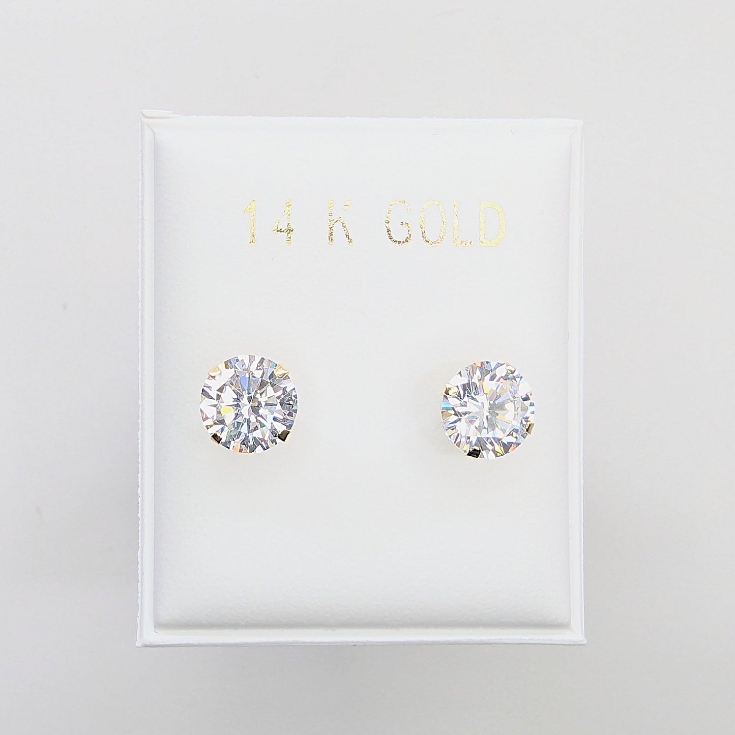 6mm Cubic Zirconia CZ Stud Earrings 14k Yellow Gold