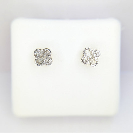 1/6 CTW Natural Diamond Clover Earrings 10k Yellow Gold