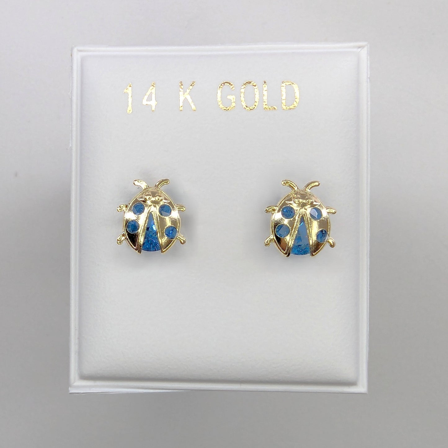 Ladybug Studs Earrings 14k Yellow Gold