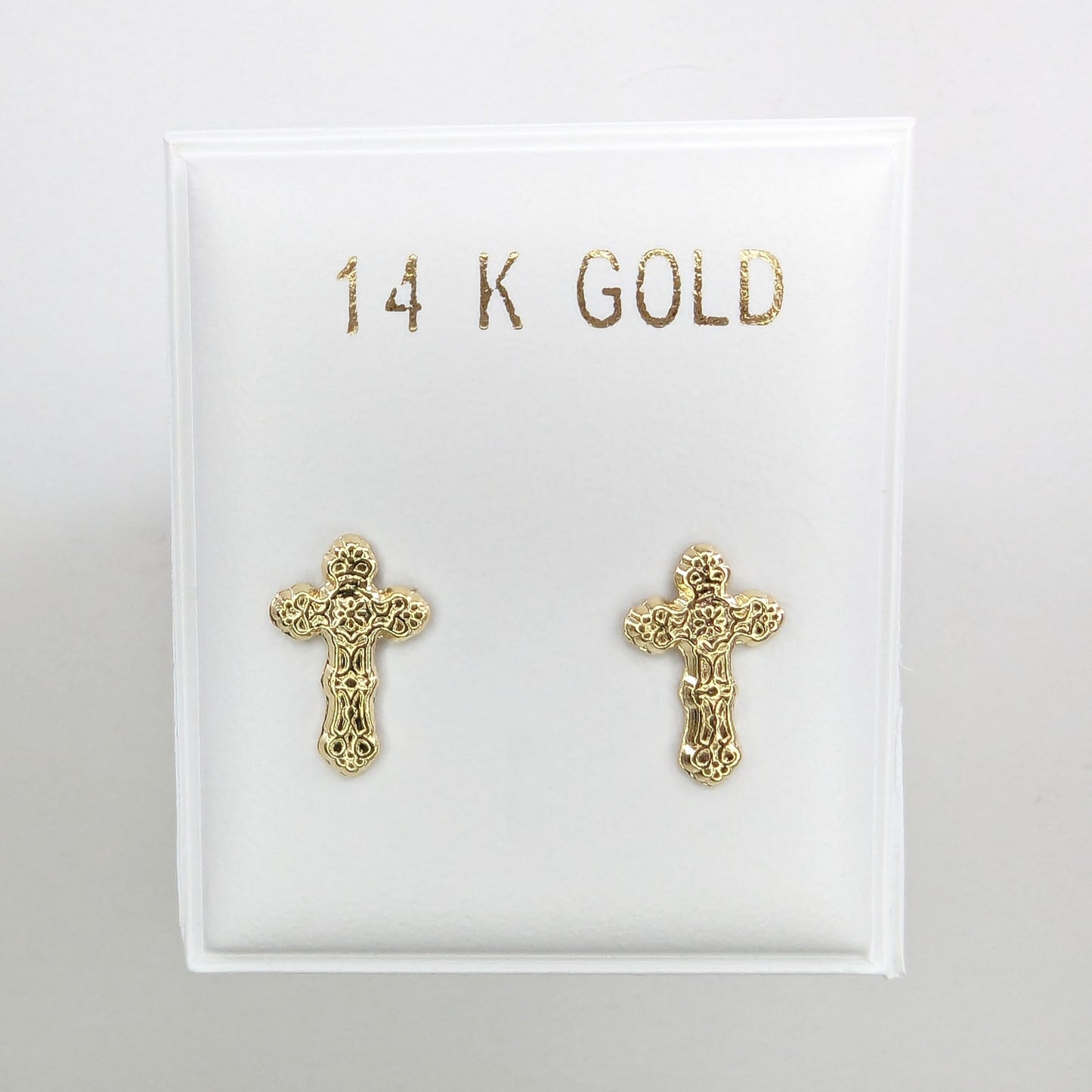 Cross Stud Earrings 14k Yellow Gold