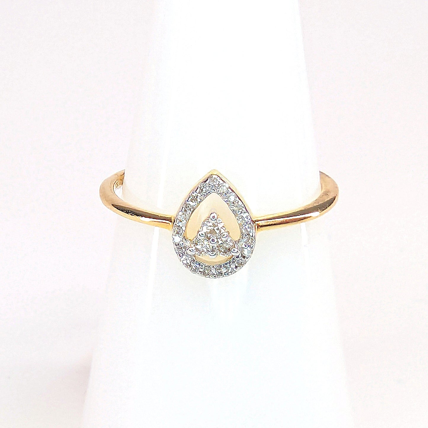 1/10 CTW Natural Diamond Pear Ring 10k Yellow Gold