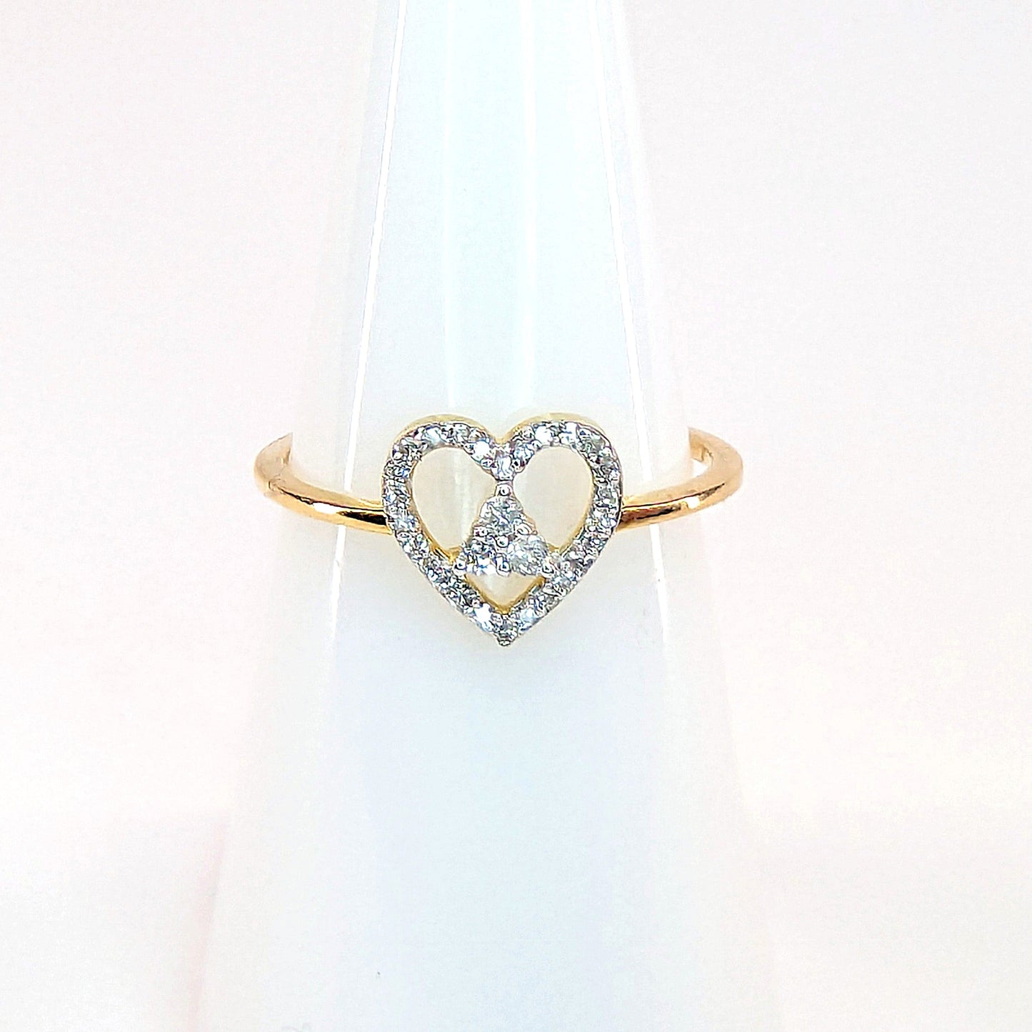 1/8 CTW Natural Diamond Heart Ring 10k Yellow Gold