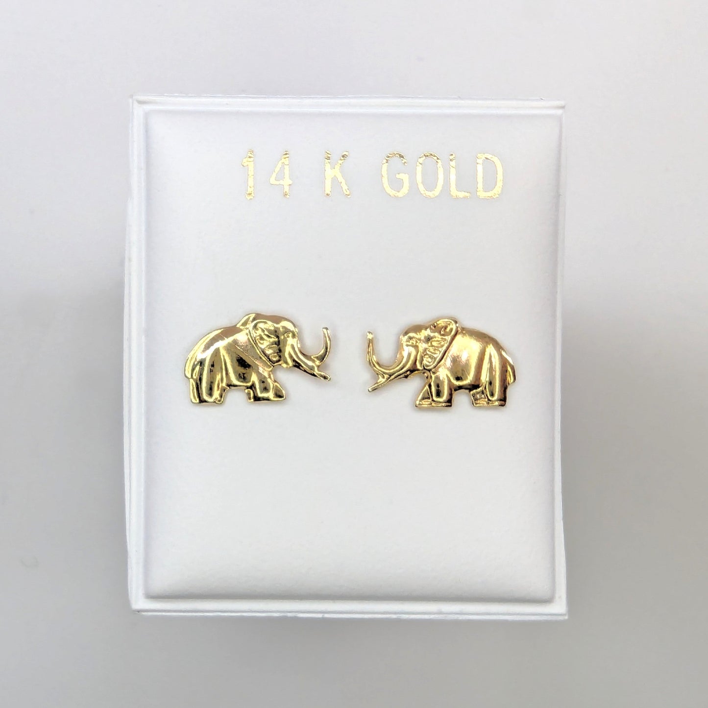 Elephant Stud Earrings 14k Yellow Gold
