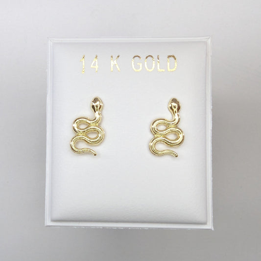 Snake Stud Earrings 14k Yellow Gold