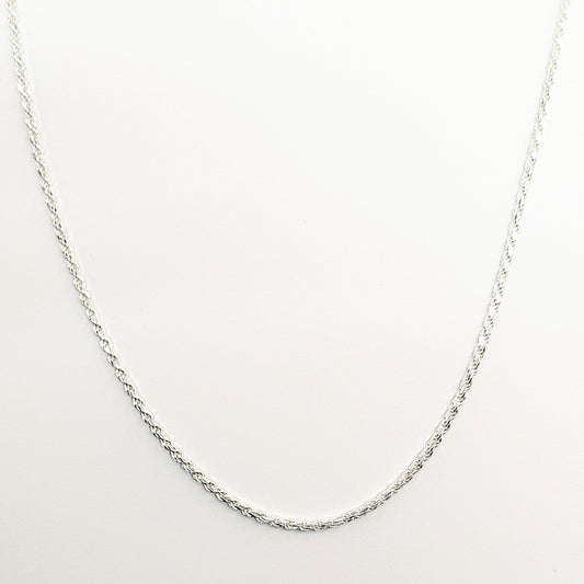24 inch Diamond-Cut Rope Chain White Italy Sterling Silver 925