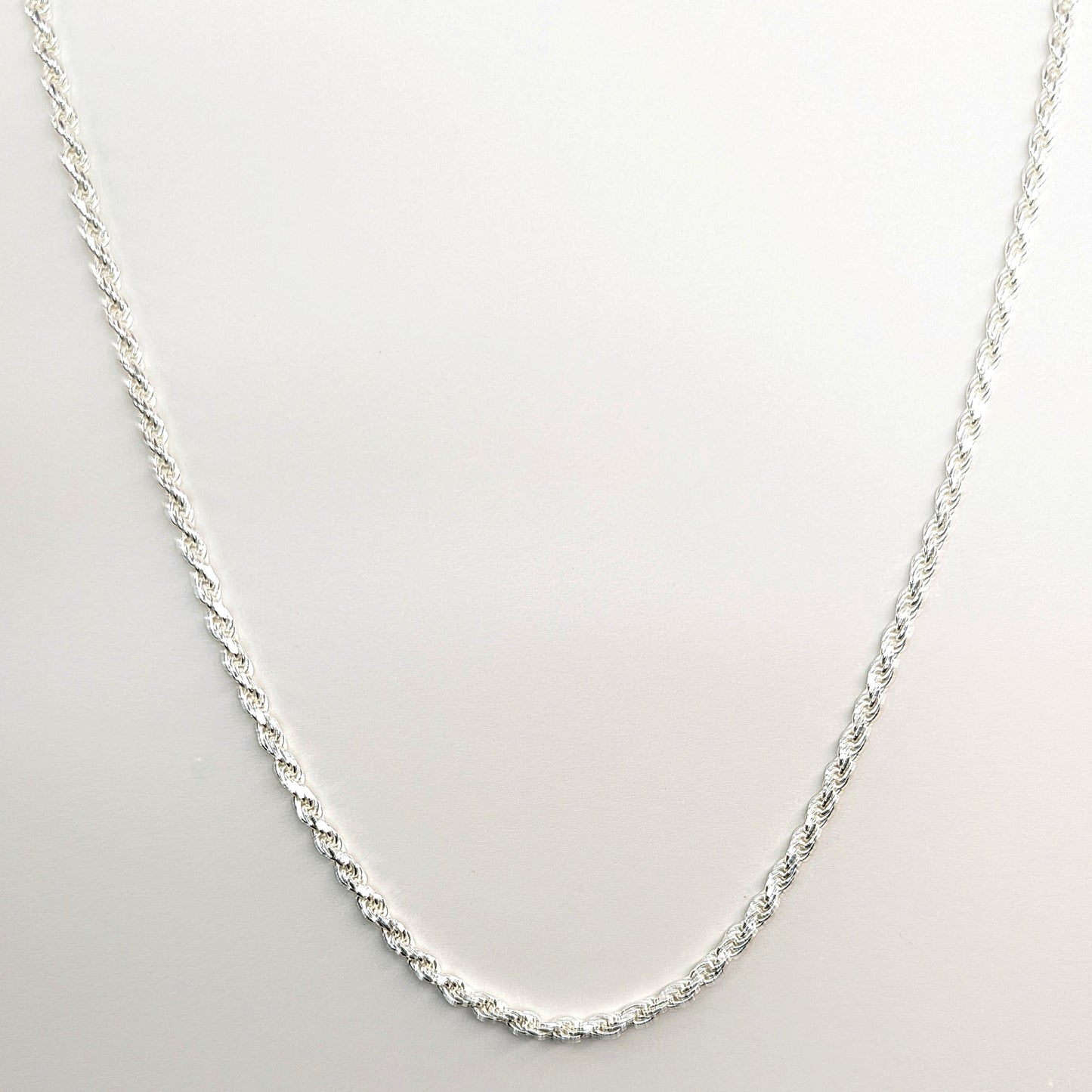 24 inch Diamond-Cut Rope Chain White Italy Sterling Silver 925 2.2mm