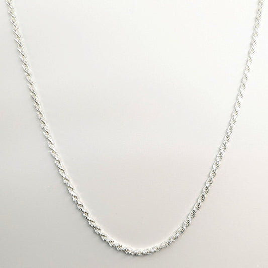 24 inch Diamond-Cut Rope Chain White Italy Sterling Silver 925 2.2mm