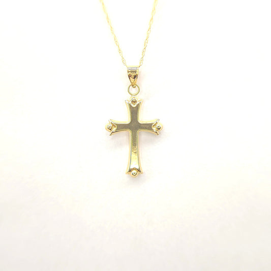 3 Tone Reversible Cross Necklace 14k Yellow Gold Rose Gold White Gold
