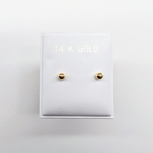 3mm Ball Stud Earrings 14k Yellow Gold