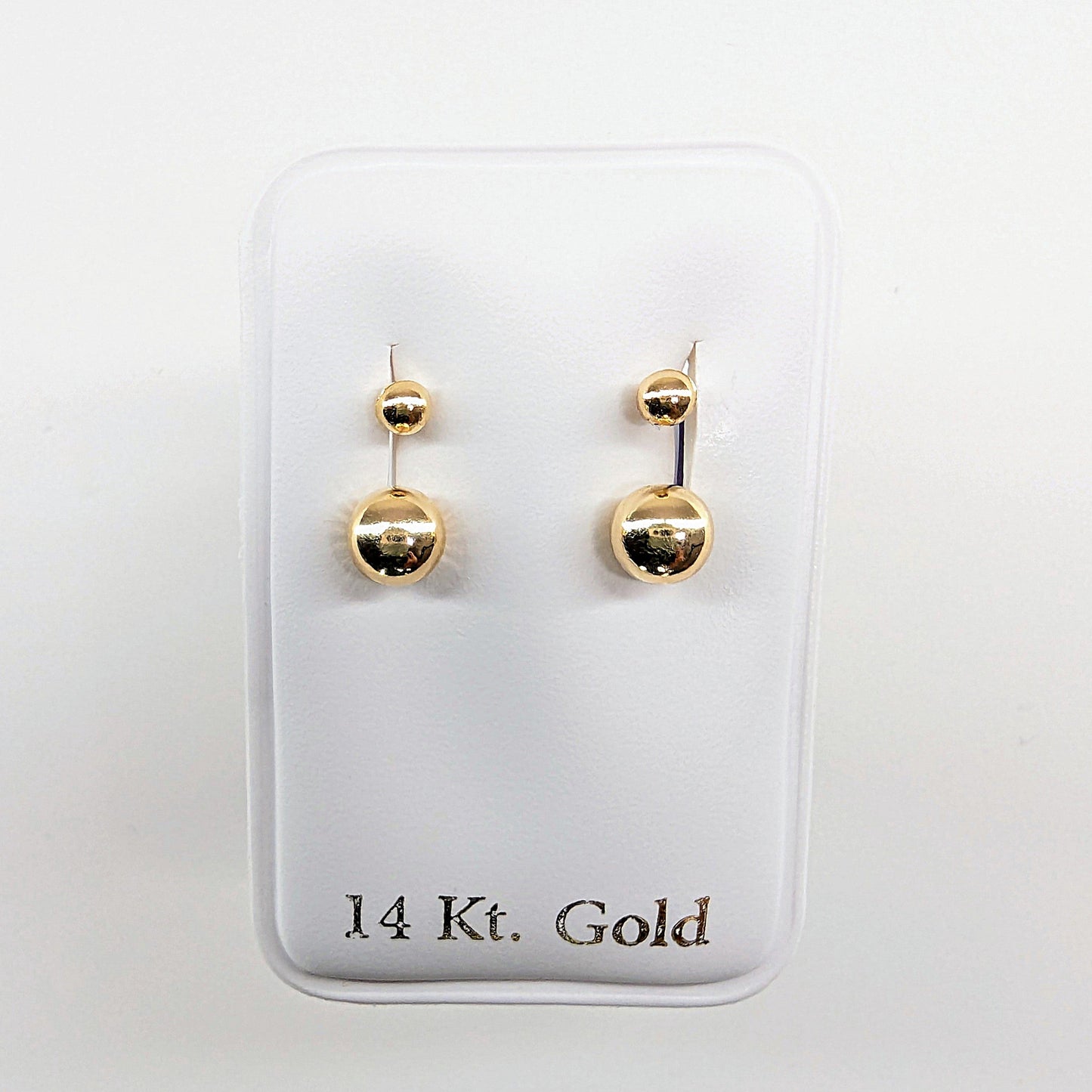 5mm and 3mm Ball Telephone Stud Earrings 14k Yellow Gold