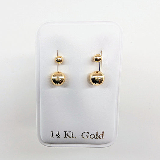 5mm and 3mm Ball Telephone Stud Earrings 14k Yellow Gold