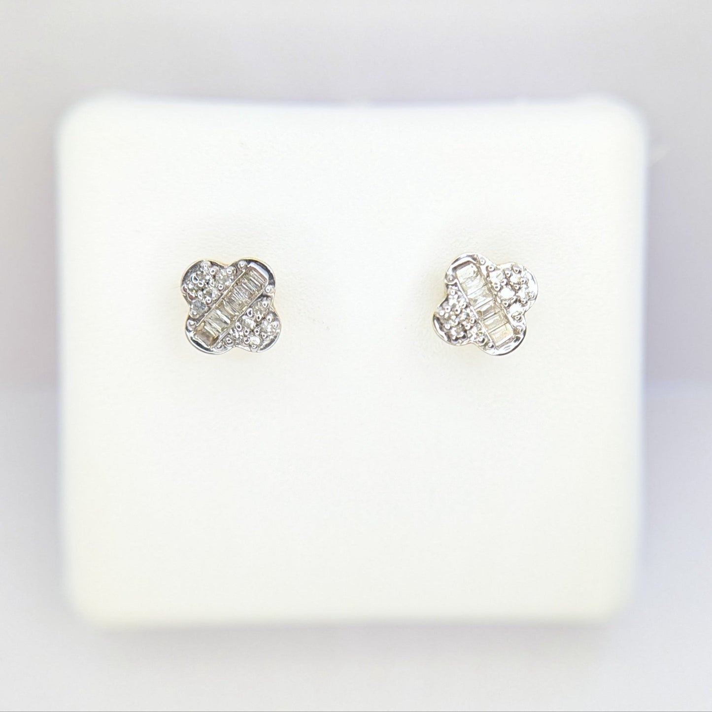 1/6 CTW Natural Diamond Clover Earrings 10k Yellow Gold