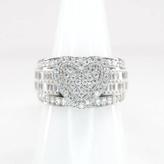 Heart Baguette 3 CTW Moissanite Ring 925 Sterling Silver