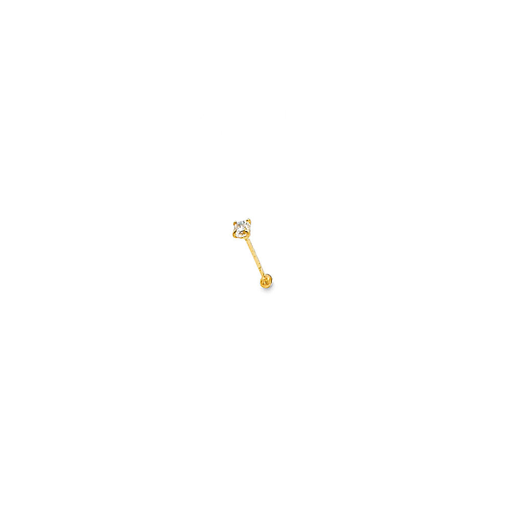 14k Yellow Gold CZ Nose Stud