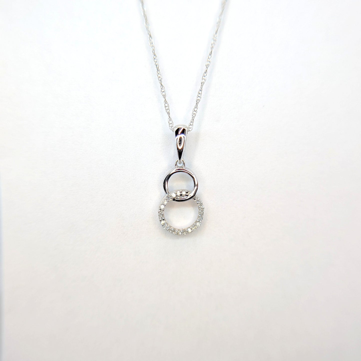 1/20 CTW Natural Diamond Circle Necklace 10k White Gold