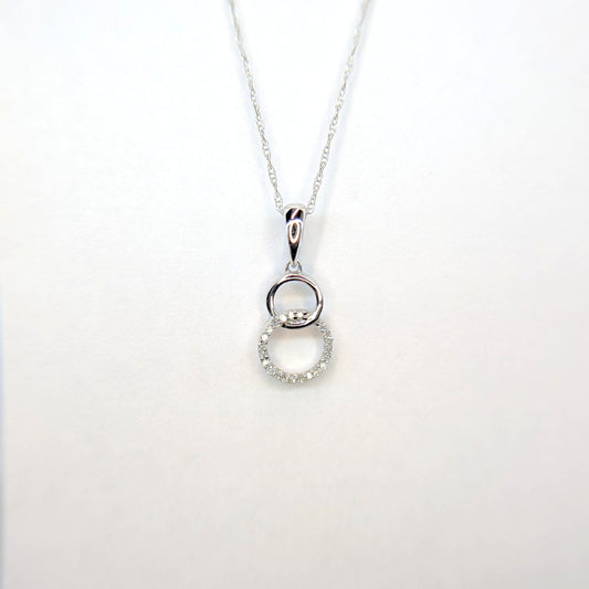 1/20 CTW Natural Diamond Circle Necklace 10k White Gold