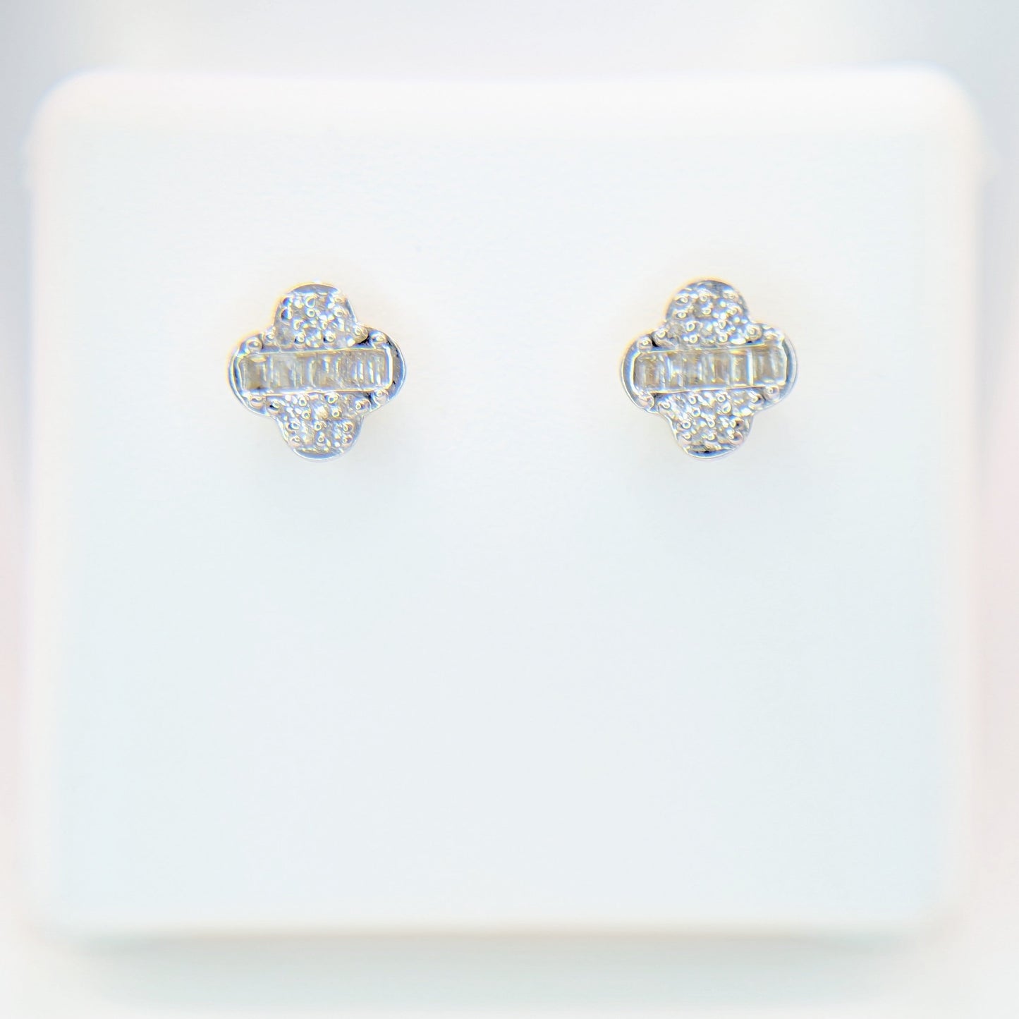 1/6 CTW Natural Diamond Clover Earrings 10k Yellow Gold