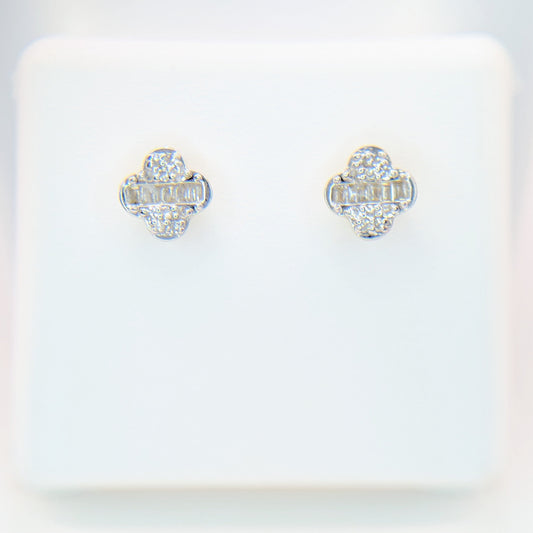 1/6 CTW Natural Diamond Clover Earrings 10k Yellow Gold