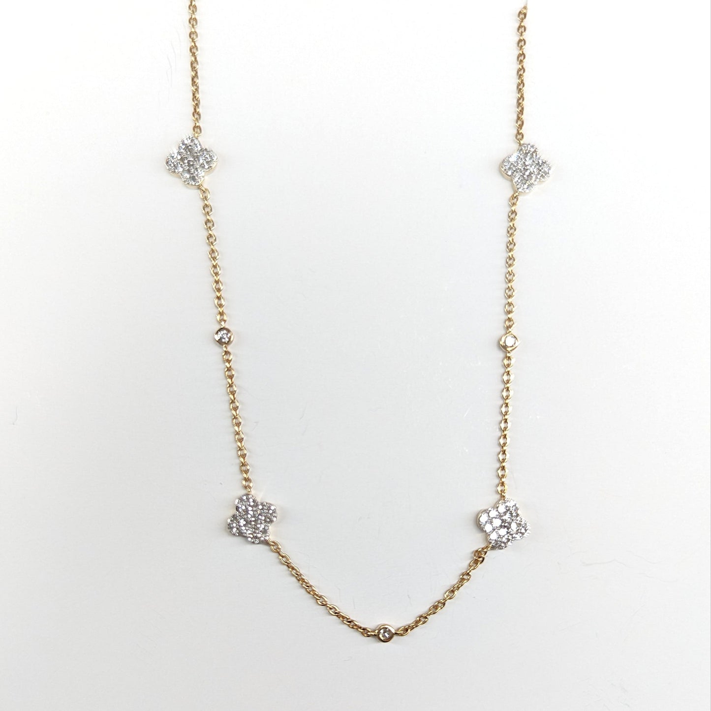 1/3 CTW Natural Diamond Clover Necklace 14k Yellow Gold