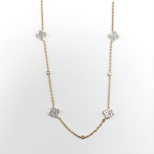 1/3 CTW Natural Diamond Clover Necklace 14k Yellow Gold