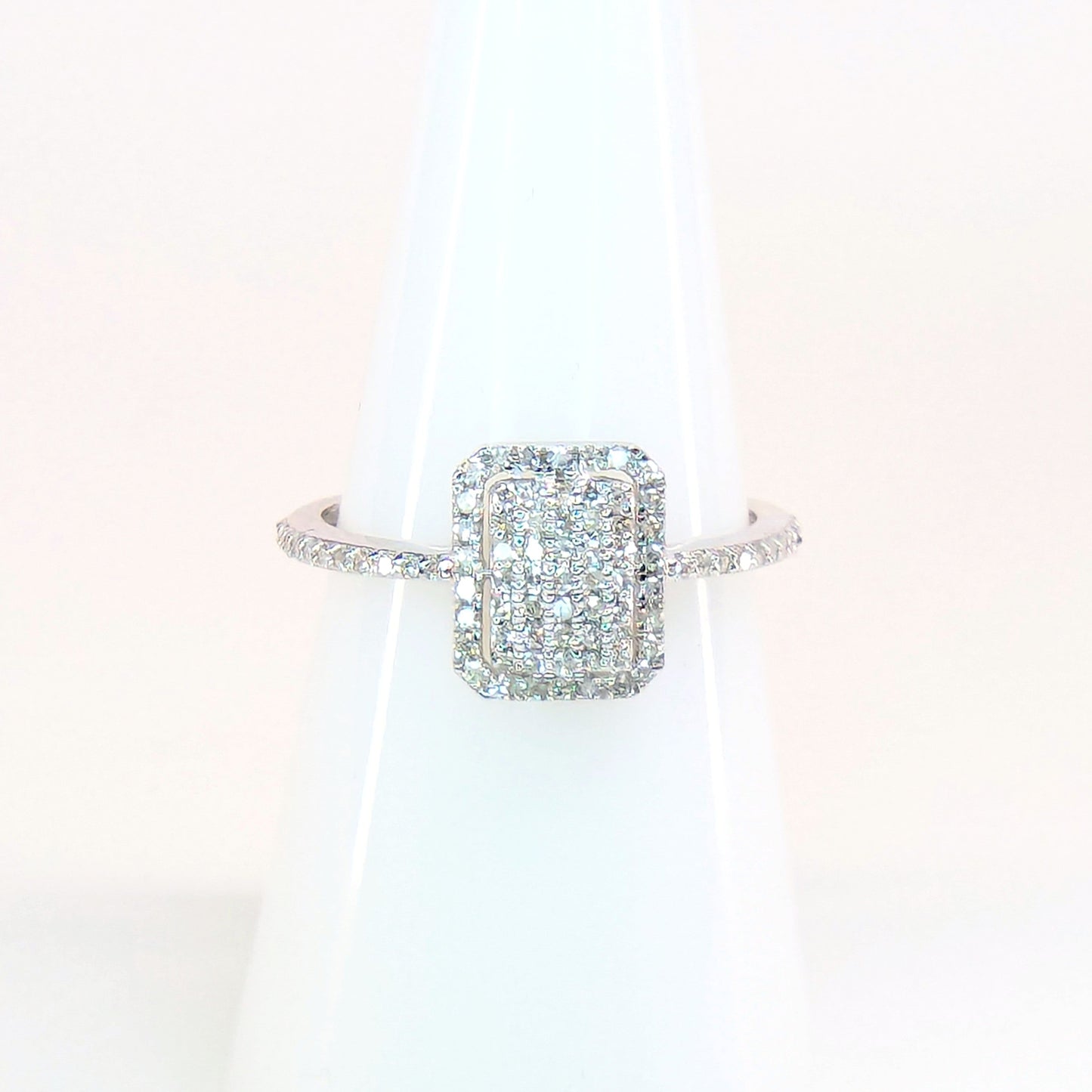 1/4 CTW Natural Diamond Emerald Style Ring 10k White Gold