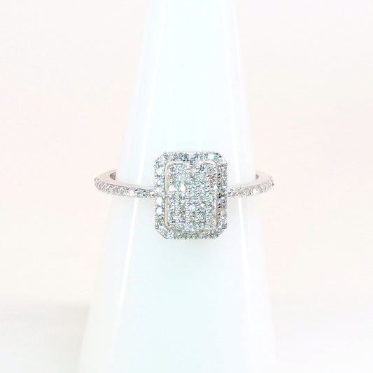 1/4 CTW Natural Diamond Emerald Style Ring 10k White Gold