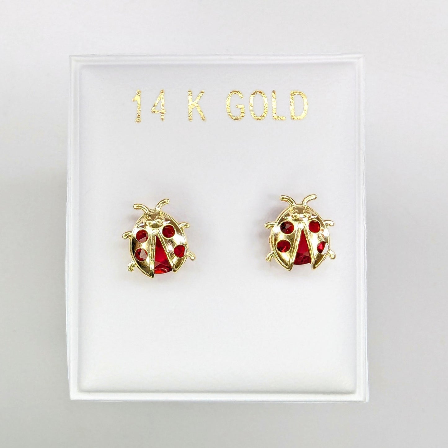 Ladybug Studs Earrings 14k Yellow Gold