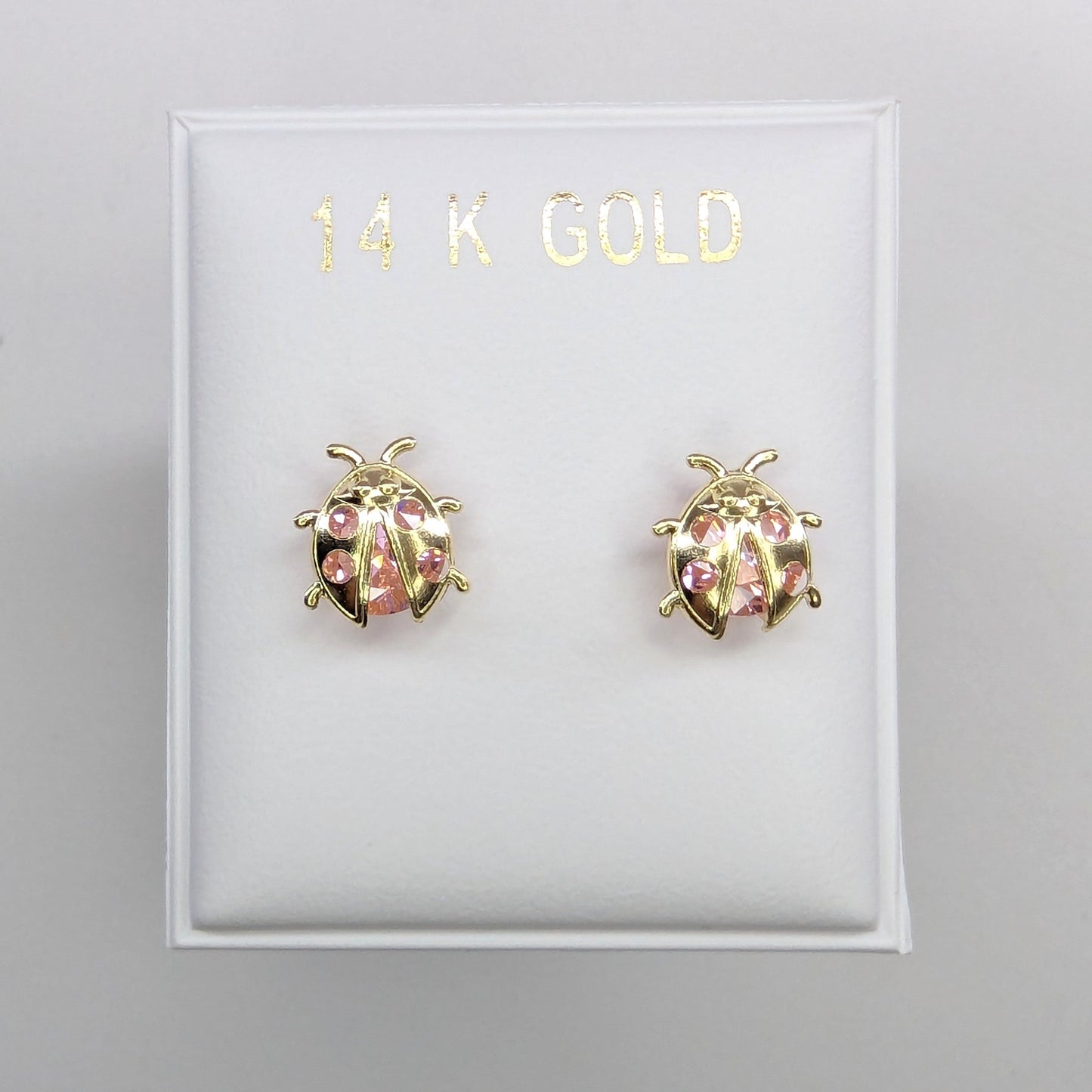 Ladybug Studs Earrings 14k Yellow Gold