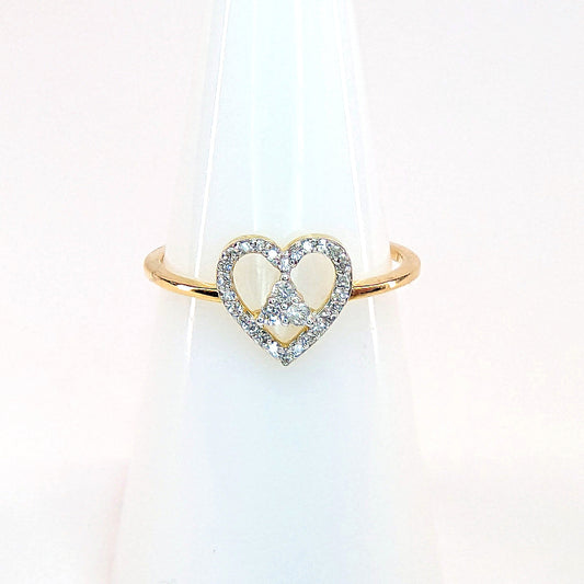 1/8 CTW Natural Diamond Heart Ring 10k Yellow Gold