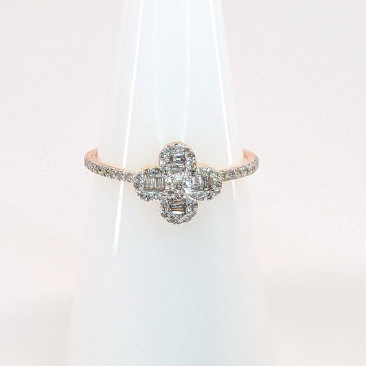1/3 CTW Natural Diamond Clover Ring 10k Rose Gold