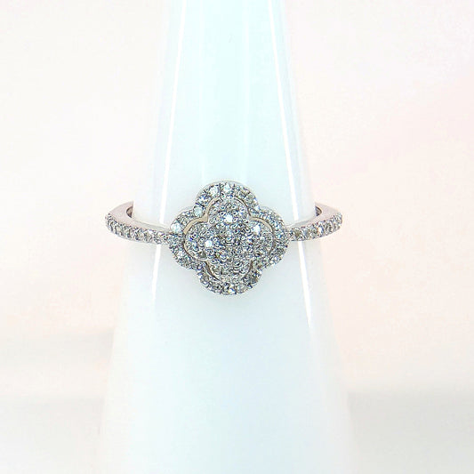 1/4 CTW Natural Diamond Clover Ring 10k White Gold