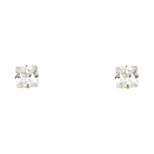 14K Yellow Gold 6mm Square CZ with Soft Lilac Hue Screw Back Stud Earrings
